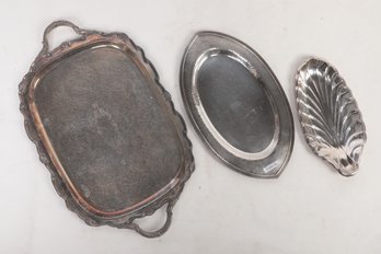 3 Vintage Silver-plate Serving Trays