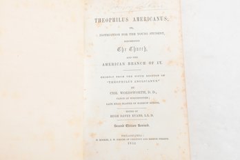 THEOPHILUS AMERICANUS ,1852 , INSTRUCTION ON 'THE CHURCH'., BY CHR. WORDSWORTH , CANON OF WESTMINSTER