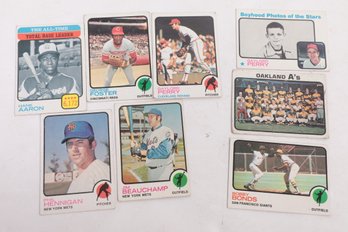 Lot Of 8 1973 Topps Baseball Cards Hank Aaron Gaylord Perry Bobby Bonds More