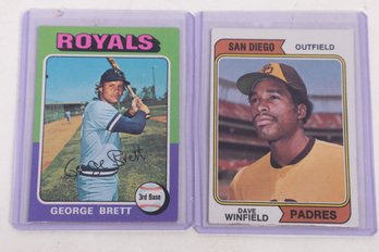 Lot Of 2 Rookie Baseball Cards 1974 Topps Dave Winfield And 1975 Topps George Brett