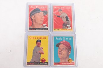 Lot Of 4 1958 Topps Baseball Cards Gino Cimoli Jack Meyer Danny O'connell Jim Finigan