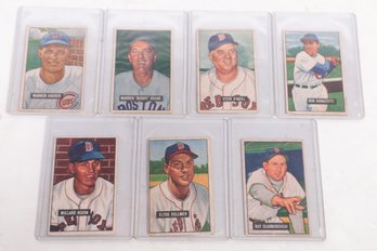 Lot Of 7 1951 Bowman Baseball Cards Hacker Rosar O'neill Nixon Vollmer Scarborough Ramazotti