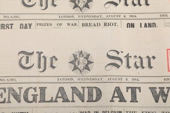 WWI London THE STAR Newspaper FIRST DAY OF WAR Illustrated. ENGLAND AT WAR