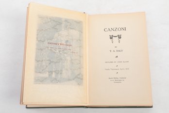 T.A. DALY , CANZONI ,PICTURES BY JOHN SLOAN , April, 1913 DAVID MCKAY, PUBLISHER