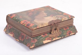 Antique Music Box Photo Album Filled With Cabinet Cards
