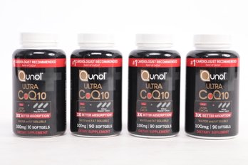 4 Bottles Of  Qunol Ultra CoQ10 100mg, 90 Count Soft Gels 3x Better Absorption EXP 02/2027