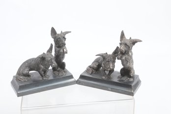 Vintage Great Detail Metal Silver Finish Scottie Dogs Bookends