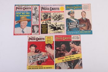 5 Vintage 'Police Gazette' Publications: 1953, 54, 55, & 76 ~ Great Graphics!!!