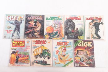 Lot Of 9 Magazines Sick Crazy National Lampoon 1970's