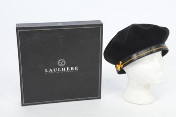 New: Laulhere Black Wool Beret ~ Made In France (Size Large)