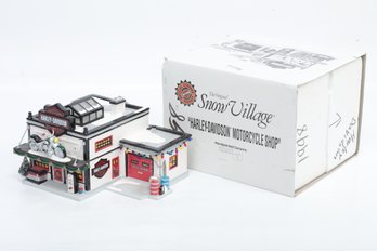 Dept.  56 Snow Village Harley Davidson Motorcycle Shop