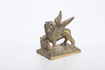 Early 1900's Brass  Lion Of St Mark Venice Figure Paperweight