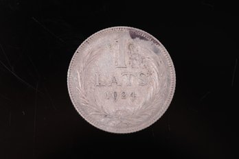 1924 Latvia 1 Lats Silver Coin