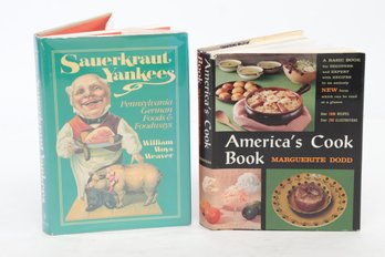 2 Fun & Interesting Cookbooks ,Sauerkraut Yankees & America's  Cook Book , Both Illustrated & W/ Dust Jackets