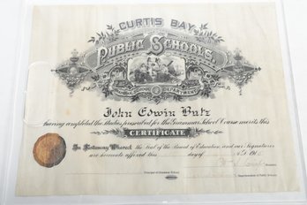 1915 Curtis Bay Maryland Public Grammer School Graduation Certificate