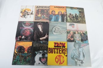 12 Assorted Original Vinyl LPs: Steppenwolf, Iron Butterfly, America & More