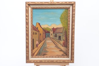 H Glickman Painting - 16x20 - Vintage - Lady In A Town