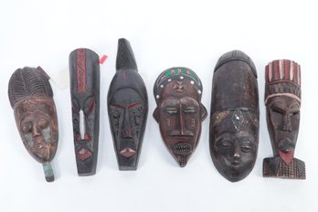 Grouping Of 6 Wall Hanging Decorative Tribal/African Style Masks