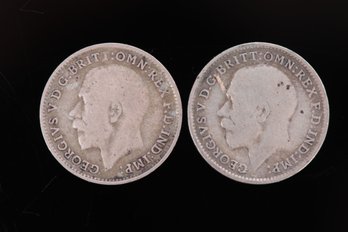 1915  And 1918 English Silver Three Pence Coins