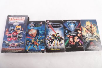 Lot Of 5 VHS Tapes Gi Joe Power Rangers X-men Batman Robin