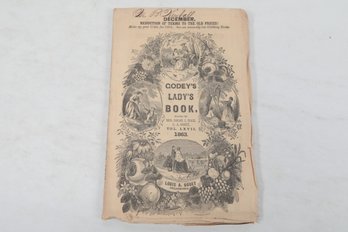 Godeys Ladies Book Magazine 1863 Original Wrappers Ccolor Folding Plate