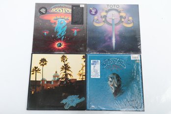 4 Original Vinyl LPs: (2) Eagles: Hotel California W/Poster & Greatest Hits, Sealed Toto & Boston