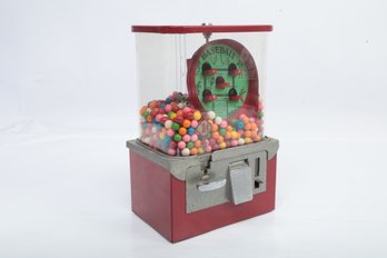 Vintage Baseball Pinball One Cent Gumball Machine