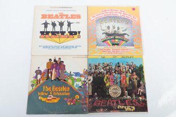 4 Original Beatles Vinyl LPs: Yellow Submarine, Magical Mystery Tour, Sgt. Peppers, HELP!