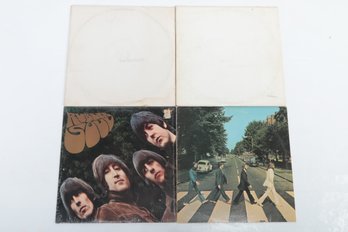 4 VTG Vinyl LPs By The Beatles: Rubber Soul, Abbey Road, (3) White Albums