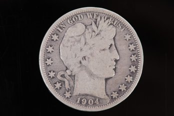 1904 US Silver Barber Half Dollar