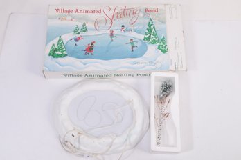 Vintage Department 56 Village Animated Skating Pond In Original Box