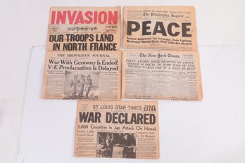 5 Original WWII Newspapers