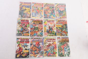 Lot Of 12 Bronze Age Giant Size Comic Books Fantastic Four Avengers Thor