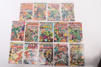 Lot Of 14 Bronze Age Giant Size Comic Books Spiderman Invaders Hulk More