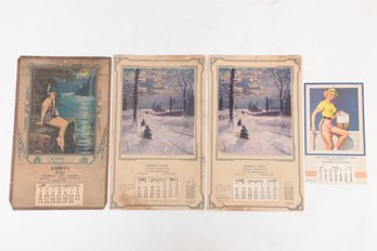 Grouping Of Vintage & Antique Advertising Art Calendars 1925, 1930, & 1955