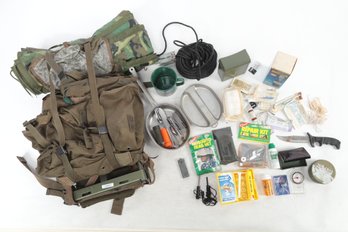 Vintage Military Back Pack With Contents