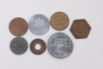 Group Of Seven Vintage Tokens