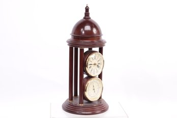 Vintage Portico Clock & Thermometer In Dark Cherry W/Brass