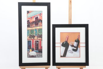 Framed 'Cafe' Print & Framed Red Wine Print