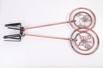 2 Ornamental Spinning Copper Butterfly Sprinklers 34' Tall