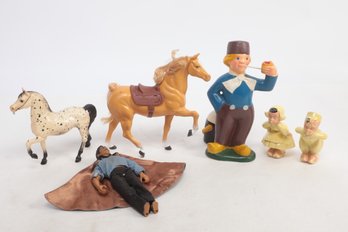 Group Of Vintage Toys Horses Figurines