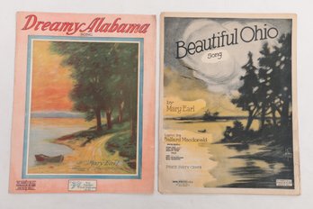 2 Mary Earl Sheet Music 'Dreamy Alabama' & 'Beautiful Ohio'
