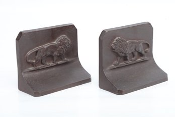 Pair Of Antique Bradley & Hubbard Lion Motif Book Ends