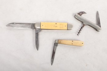 Group Of 3 Vintage Folding Pocket Knives - Camillus, Jonathan Crookes & Paris Allen & Co