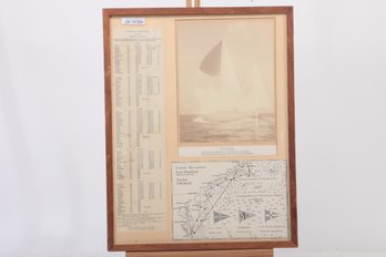 15' X 19' Framed Picture & Papers 1967 Yacht Vivace Annapolis To Newport Race