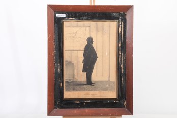 16 1/2' X 21' Original Framing Kellogg Silhouette Print De Witt Clinton With Reverse Painted On Glass 'Mat'