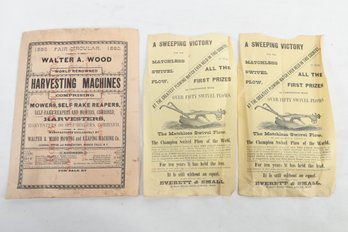 19th C Advertising Broadsides & Catalog Harvesting Machines