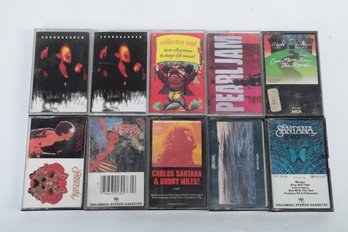 10 Vintage Mixed Cassette Tapes: SANTANA, Pearl Jam, Sound Garden, Collective Soul & More