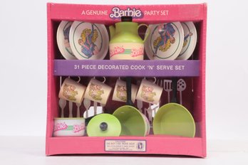 Vintage Sealed 1983 Genuine Barbie Party Set 'Cook 'N Serve' 31pc Set