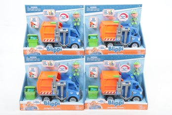 Lot Of 4 Blippi Talking Recycling Garbage Truck Vehicle With Action Figure Toy